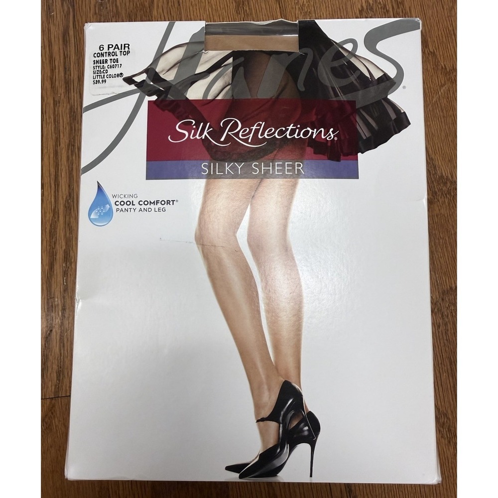 5 PAIRS Hanes Silk Reflections Pantyhose Little Color CD Sheer Toe Control Top